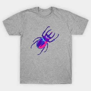 Violet and pink rhinoceros beetle illustration T-Shirt